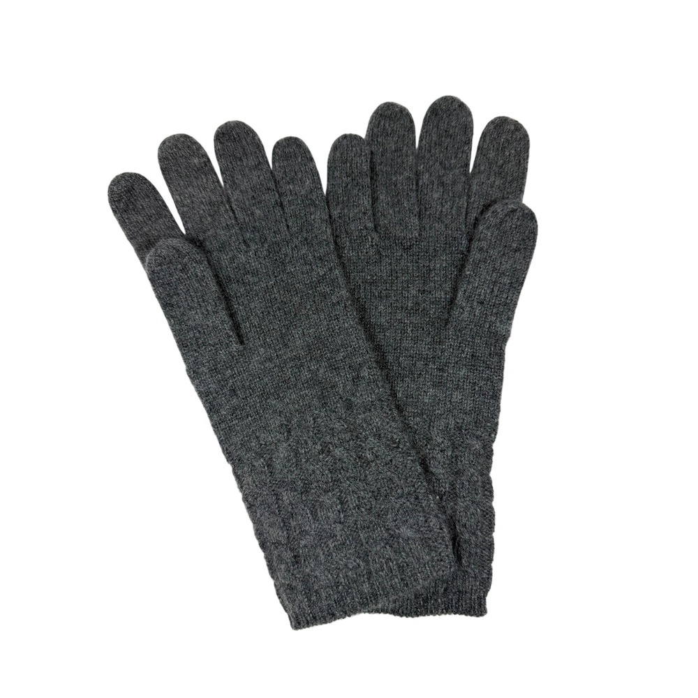 Charter Club Cashmere Gloves Womens One Size Gray Excellent Cable Knit Warm
